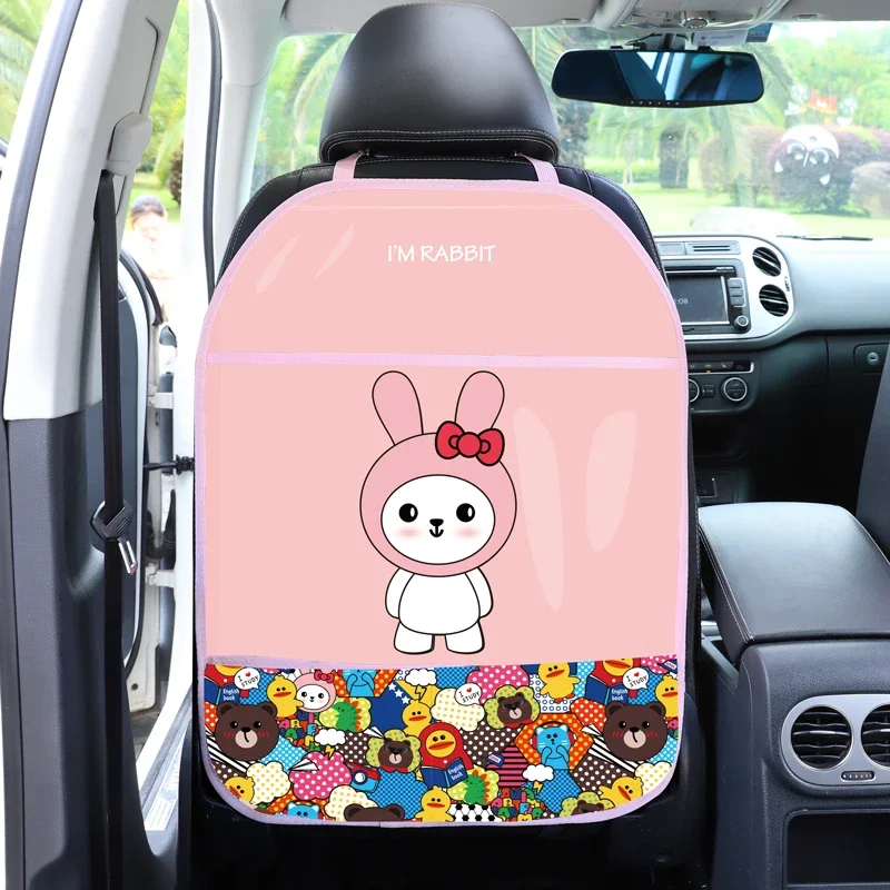 1PCS Car Seat Back Cover Protector for Kids Cartoon Car Anti Kick Mat with Bag Waterproof Car Seat Back Protector Anti Kick Pad