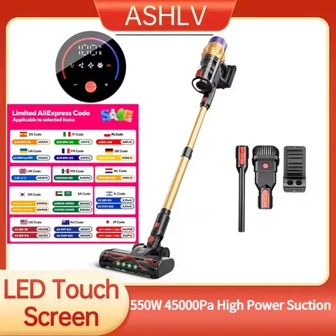 무선 진공 청소기 550W 45000Pa 가정용 바닥 카펫 애완 동물 머리 휴대용 무선 수직 청소기 용 고출력 흡입