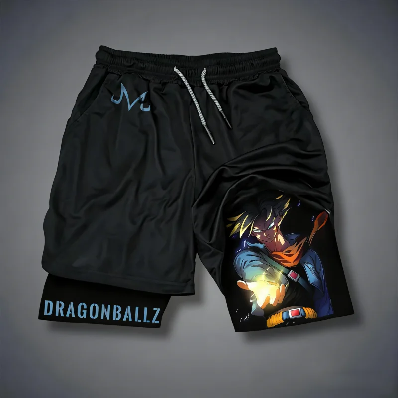 

Dragon Ball Printed 2026 Summer Double Layer Shorts Quick Drying Men's Fitness Running Loose Cotton Fashion Casual Shorts