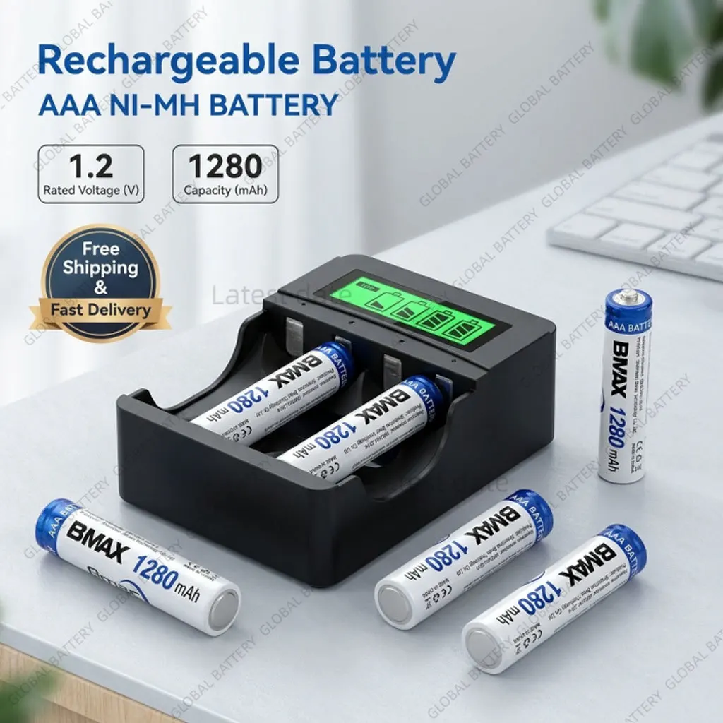 

1.2V 1280mAh AAA Ni-MH Rechargeable Battery High Capacity for Remote Control Massager Electric Beauty Equipment