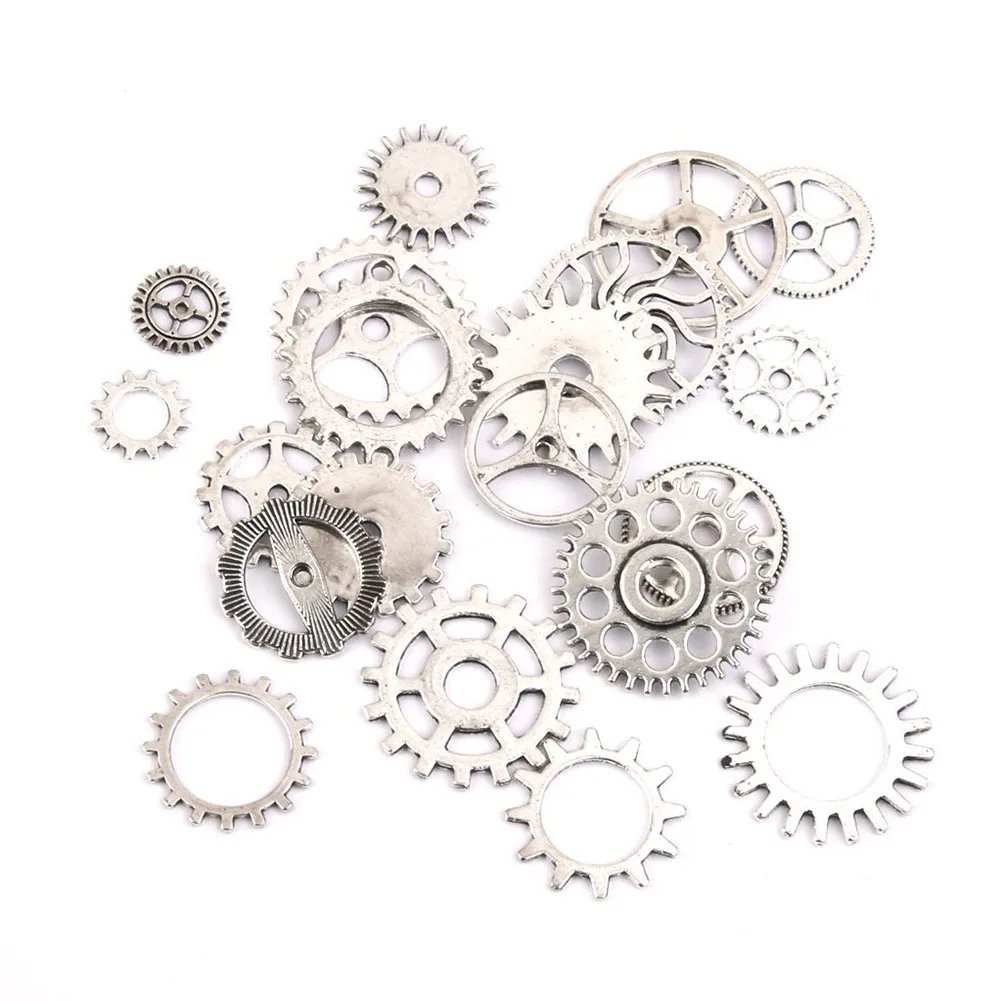 

20 Pcs Necklace Gear Hanging Parts Gears Pendant Charm Pendants Steampunk Silver