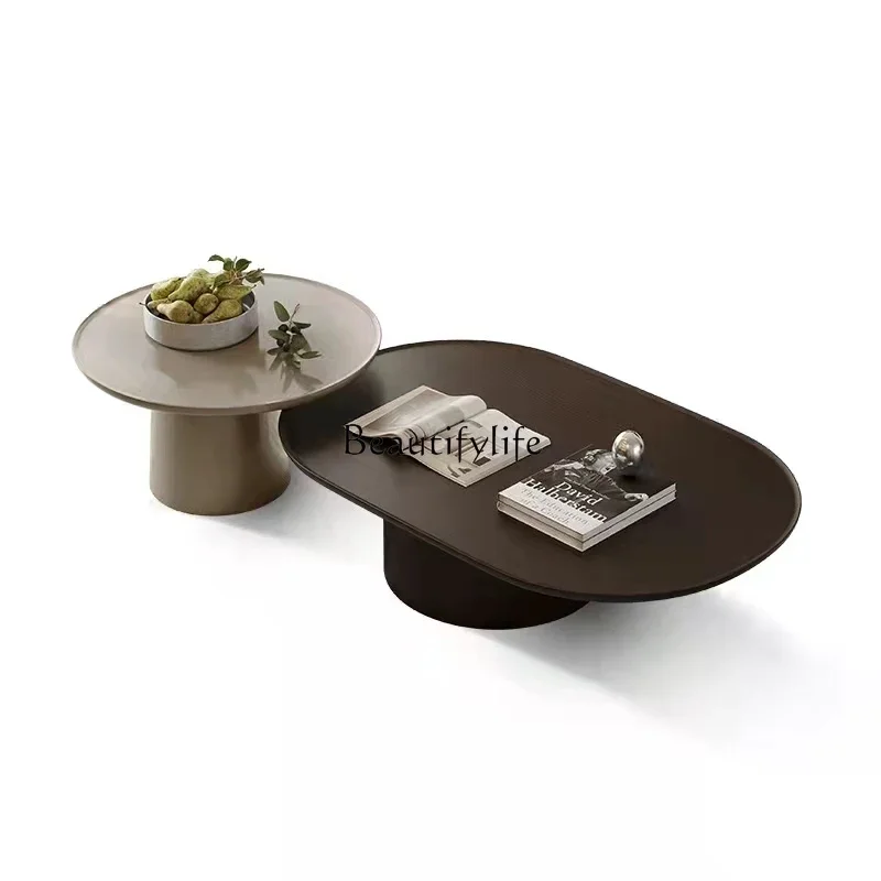 

Italian living room oval coffee table combination light luxury home modern very simple