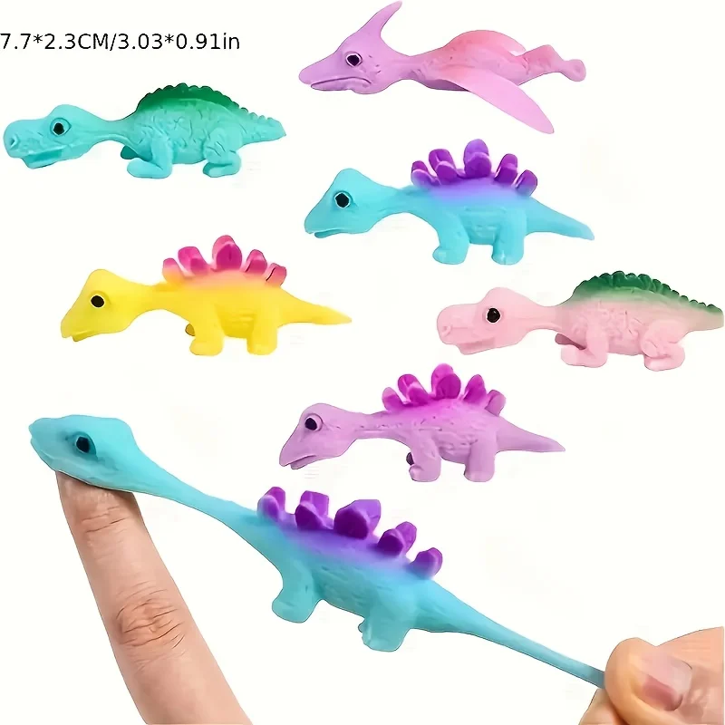 6/12/18/36pcs Mini Rubber Dinosaur Finger Slingshots - Colorful, Fun Prank for Class Rewards, School, Birthdays