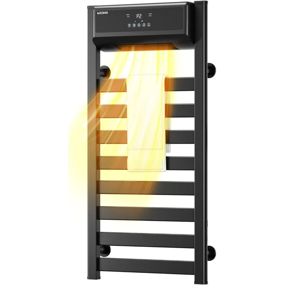 

Towel Warmer Rack for Bathroom, 39" Smart Heated Towel Rack with Electric Space Heaters, 8 Bars Touch Screen Timer, PTC Heating