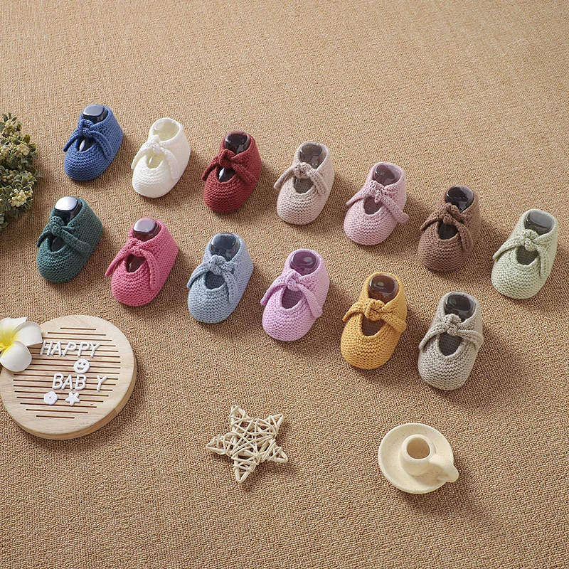 

Newborn Baby Shoes Knitted Toddler Children First Bed Boots 0-18M Clothing Accessories Infant Boy Girl Footwear Fashion Shallow