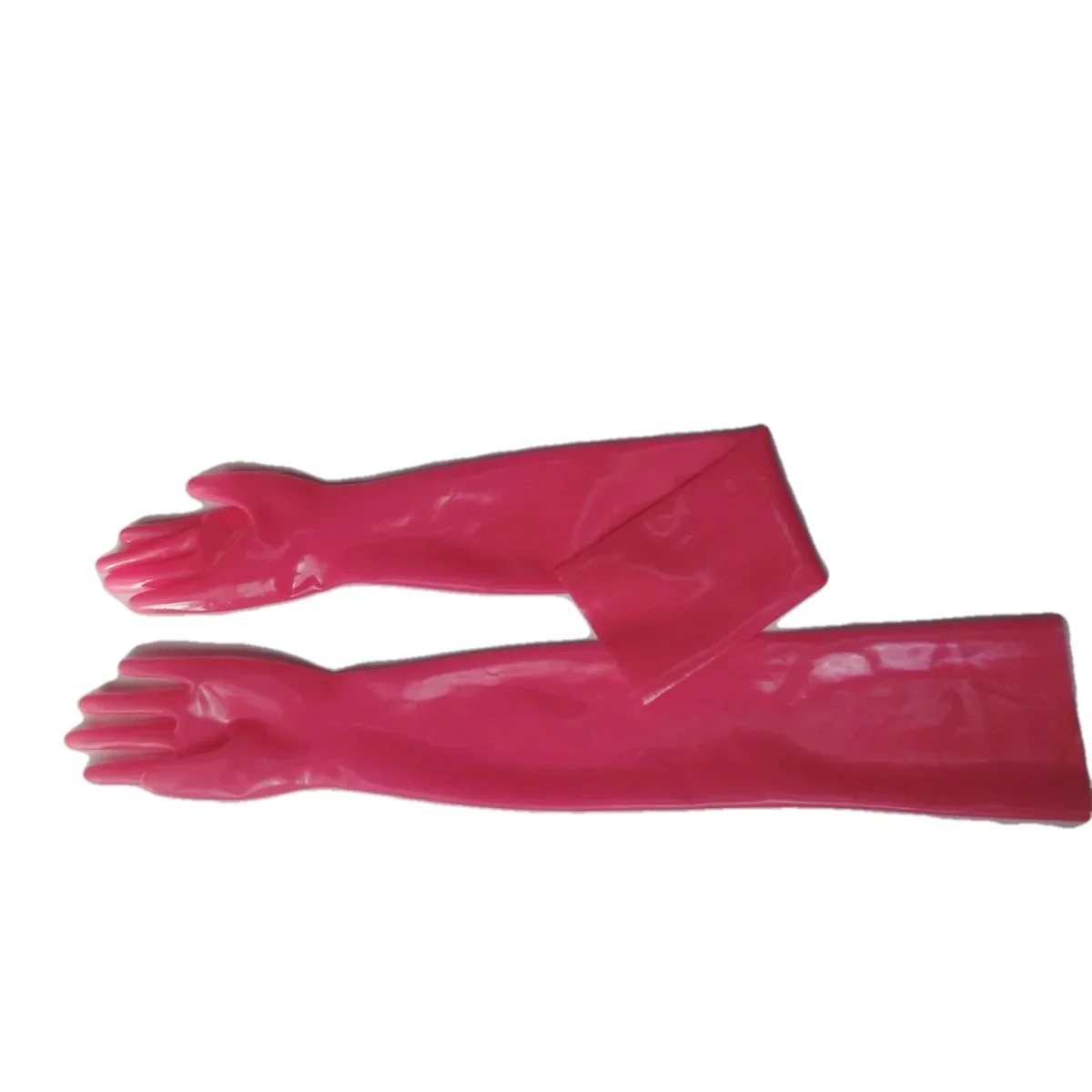 Pink Latex Sleeve Cover Long Gloves One-Time Molding 57-60cm