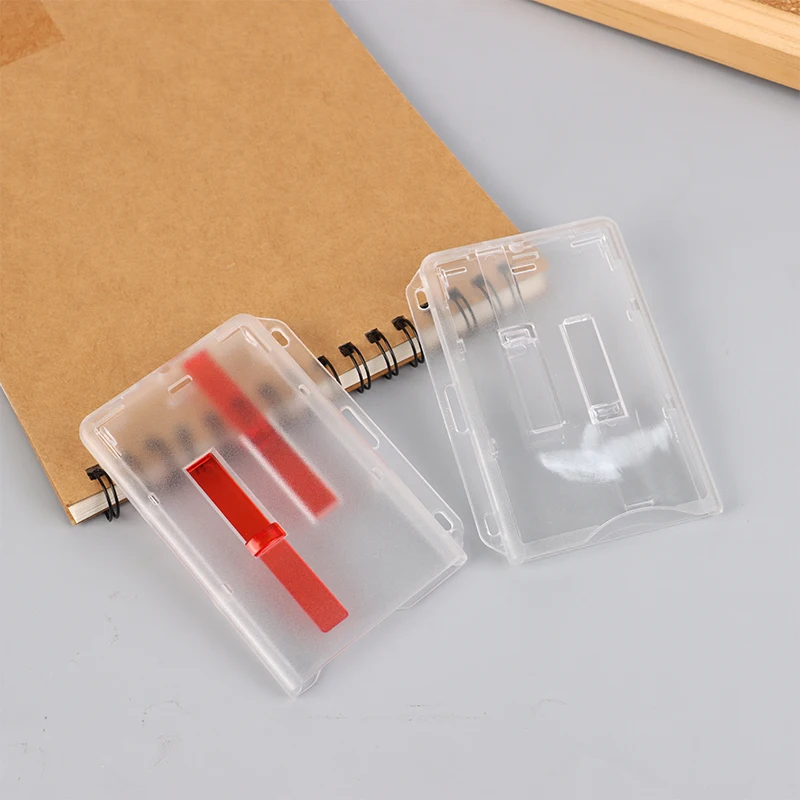 بطاقة الائتمان لبطاقة الهوية المدرسية، حافظة بطاقة منزلقة مزدوجة شفافة، غطاء شارة، حامل بطاقة مفتاح القرب #4