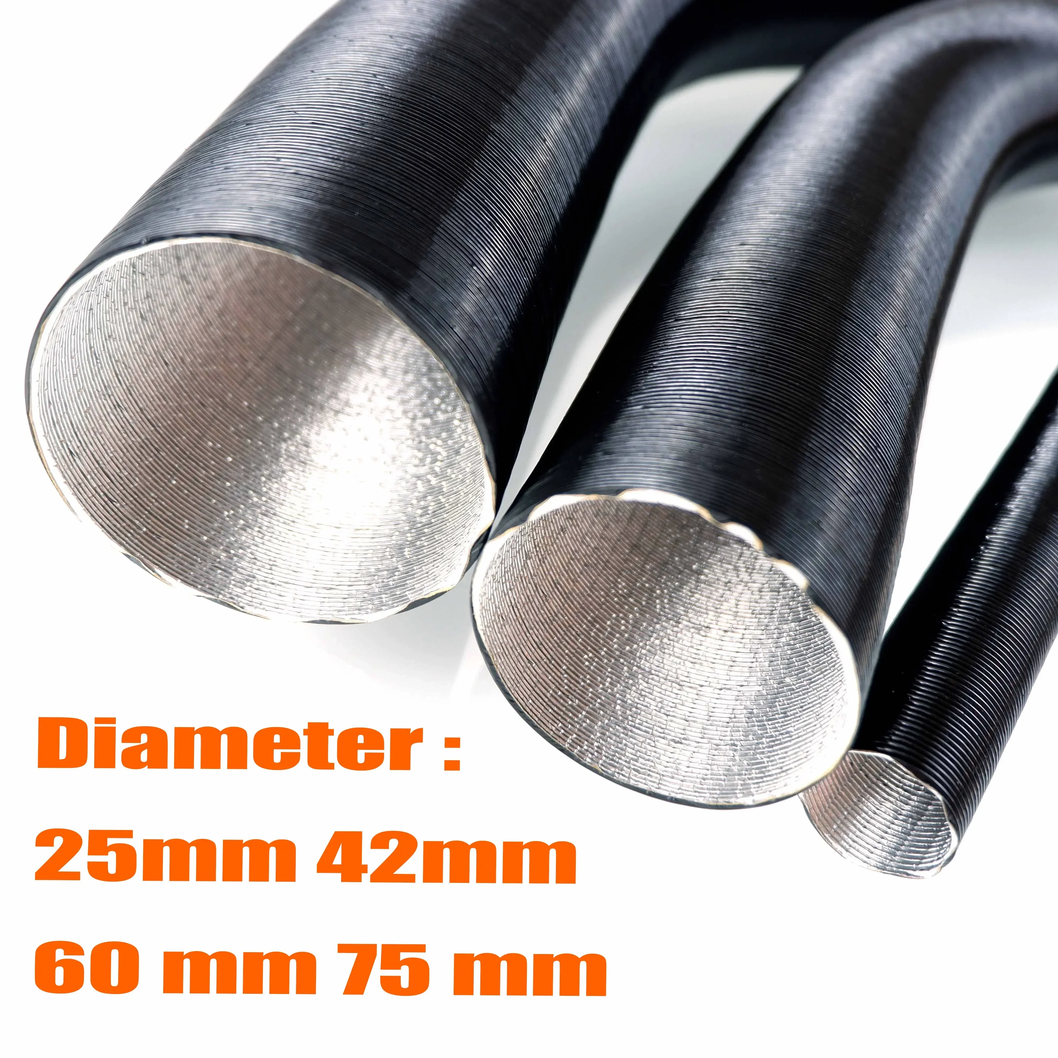 25mm 42mm 60mm 75mm Diameter 100-500cm Length Air Diesel Parking Heater Duct Pipe Tube Hose For Webasto Eberspacher Car Camper