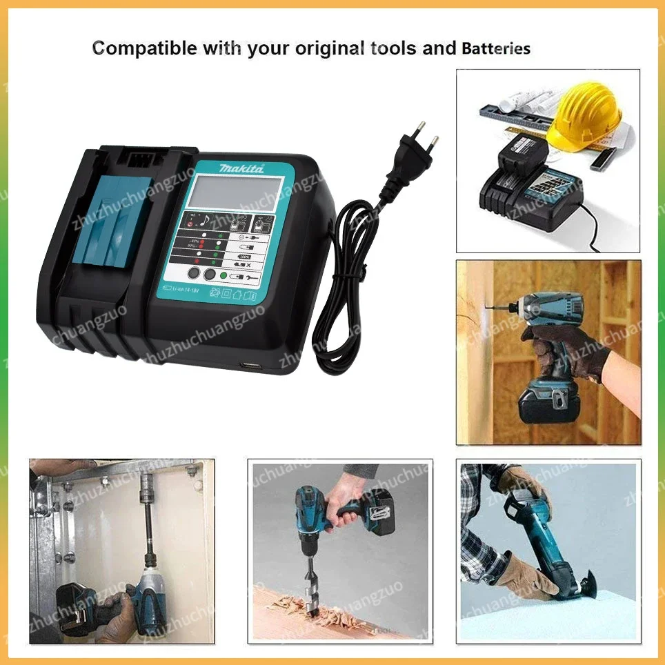 100% Original Makita 5.0Ah 18V Li-ion Battery Charger DC18RF BL1840 BL1830 BL1430 BL1440 DC18RC Charging Tool With USB Port