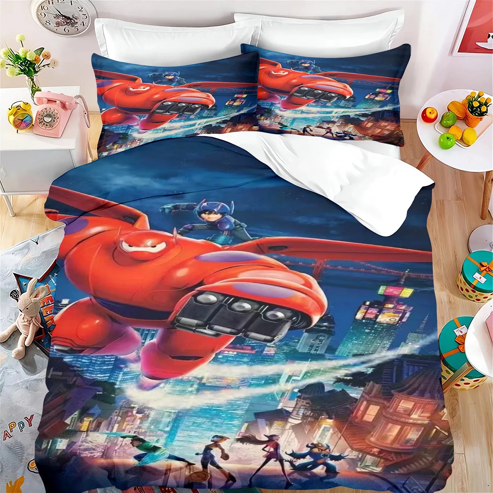 Disney Animation Super Marine Corps Big White Duvet Cover Pillowcase, Bedding Set, Multiple Sizes for Adult and Children's Gifts