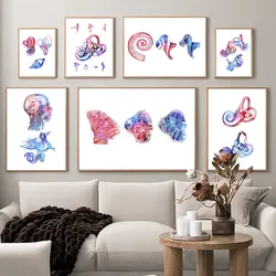 Audiology Ear Anatomy Cochlea Auditory Wall Art Canvas Painting Nordic Posters And Prints Wall Pictures For Medical Clinic Decor