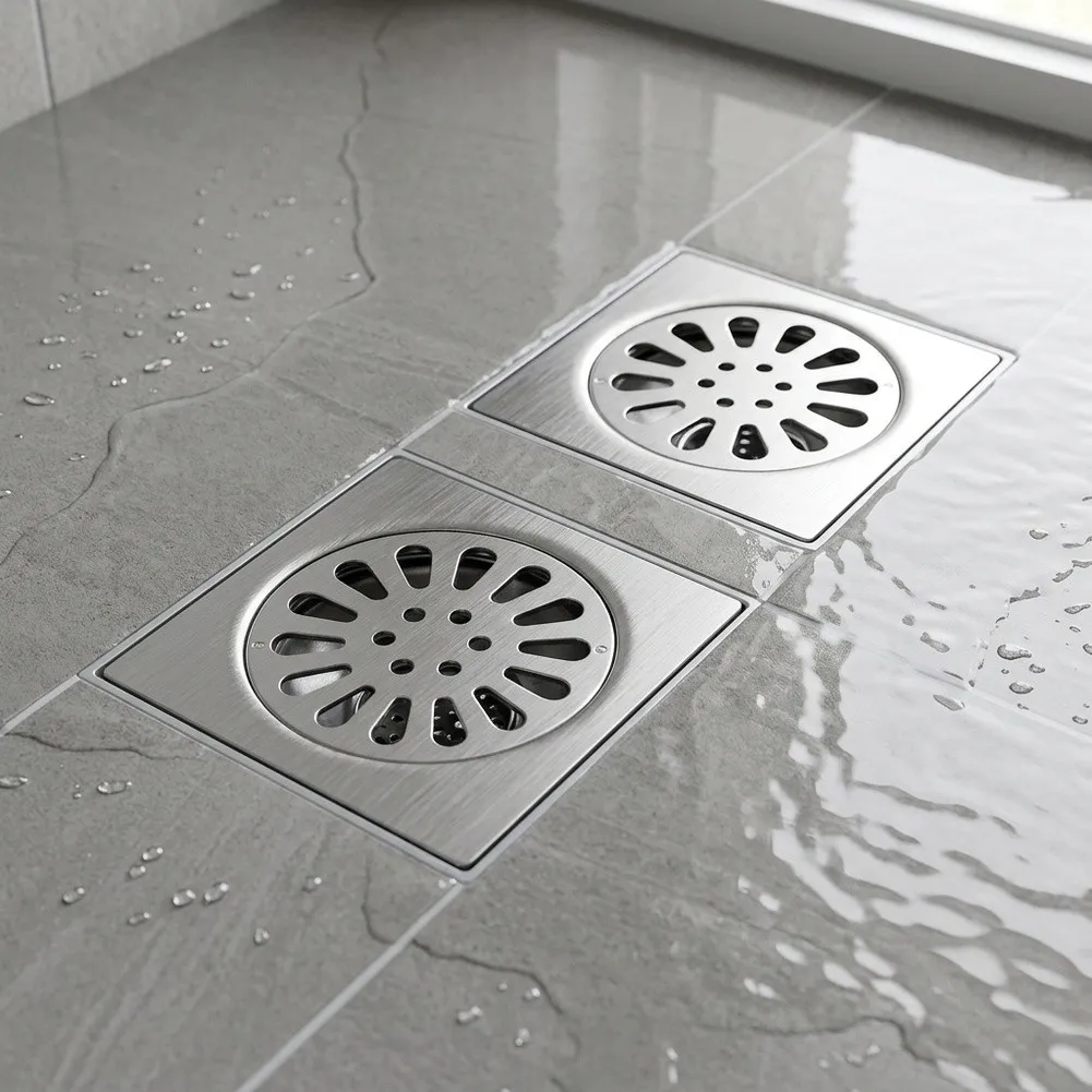2pcs Stainless Steel Floor Drain Cover 10x10cm Square Removable Shower Drain for Bathroom Kitchen Laundry Area