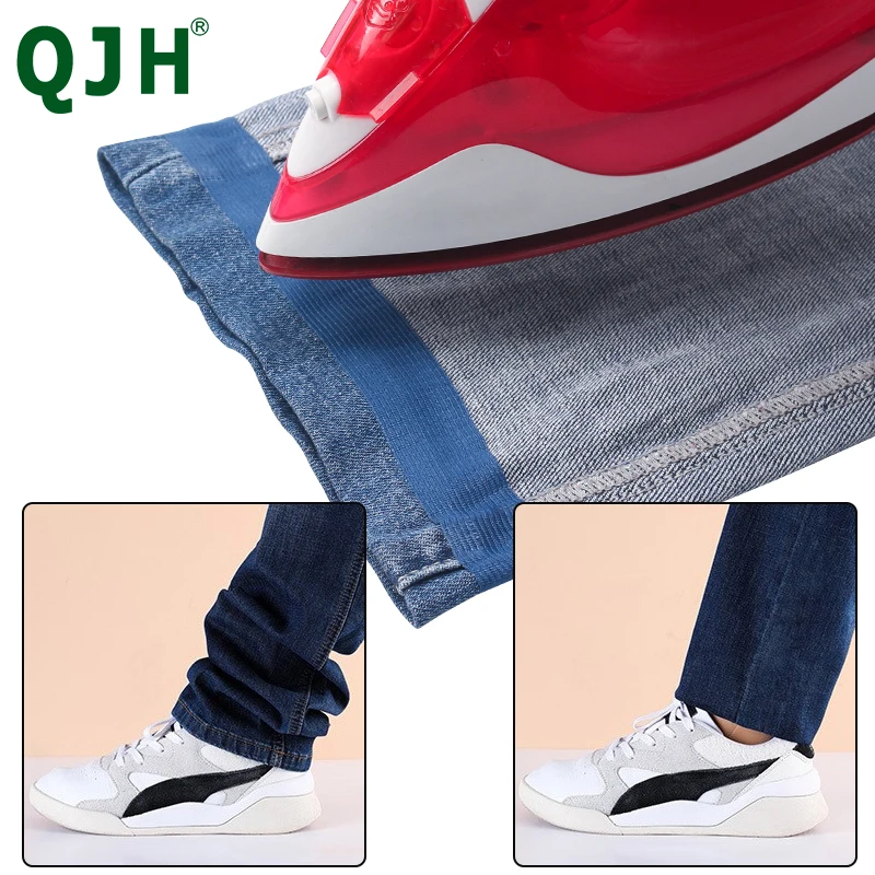 QJH 1/2/3/5M Iron-on Pants Edge Shorten Self-Adhesive Trousers Presser Foot garment Sewing Fabric suitable For Suit Jeans Sewing