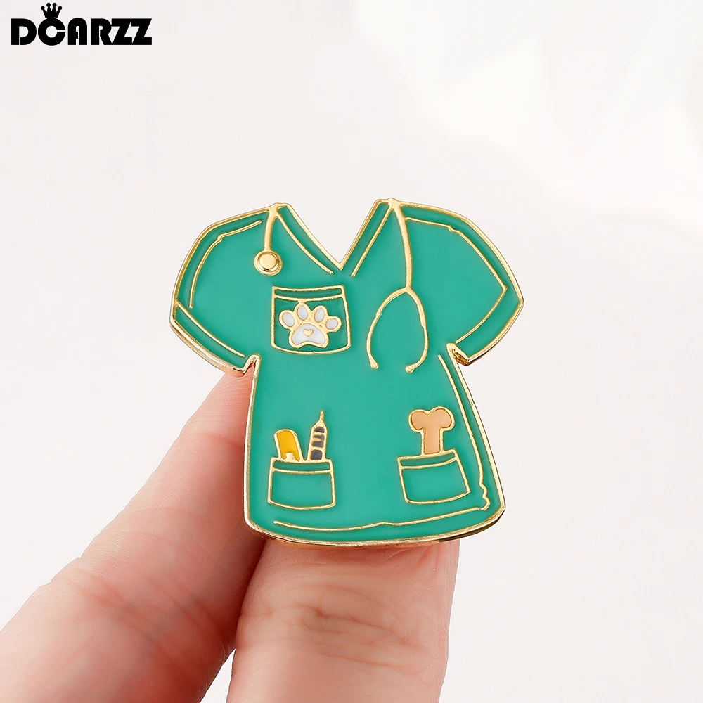 DCARZZ Lovely Veterinary Coat Enamel Brooch Pin Medical Veterinarian Backpack Bag Lapel Badge Jewelry for Doctor Nurse Gifts