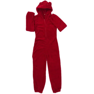 Autumn Winter Women\'s Wear Fleece-lined Thick Furry Jumpsuit Hooded Pants Home Wear Jumpsuits Overall