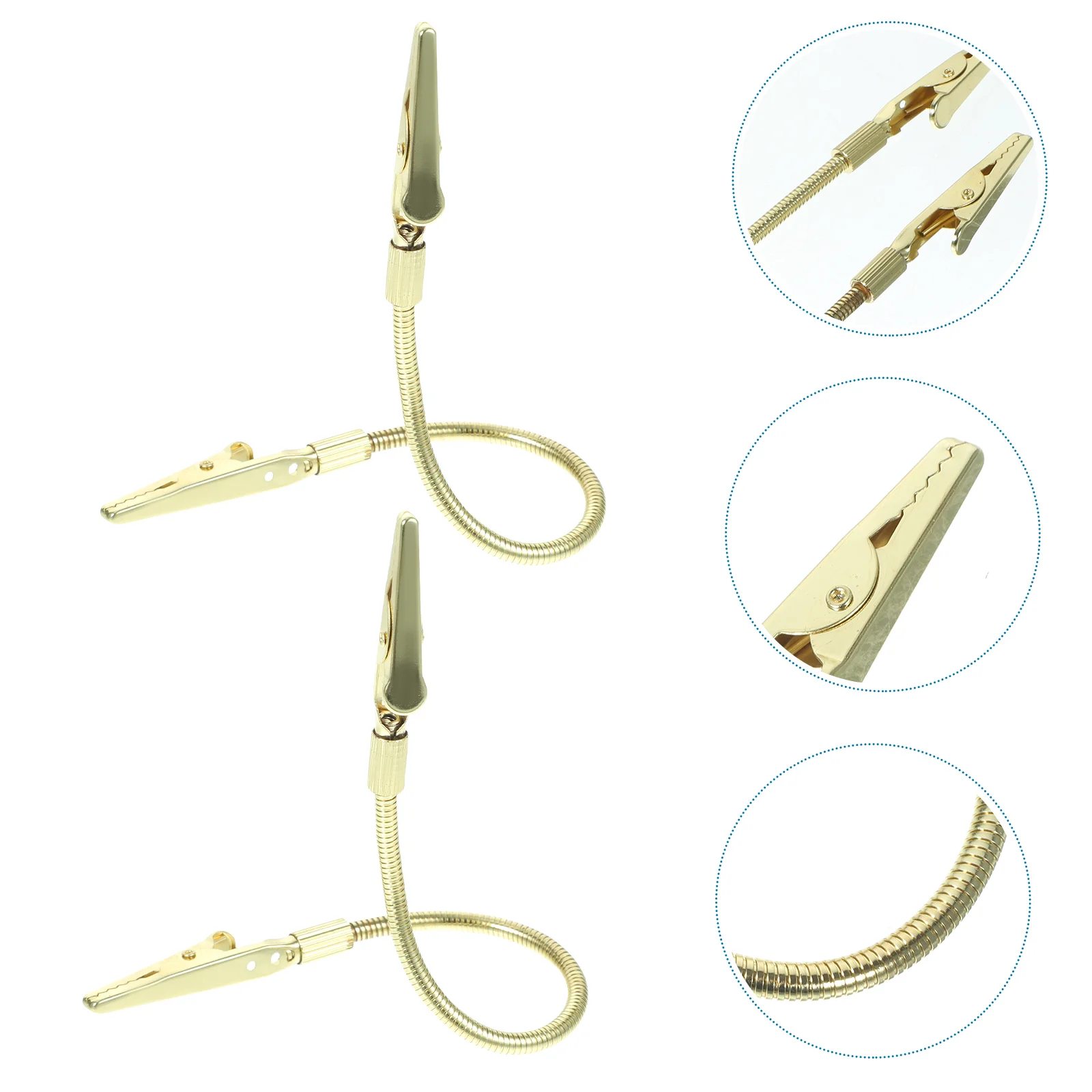 

2 Pcs Insulated Clamps Wire Holders for Cords Memo Memorandum Golden Photo Clip Individual