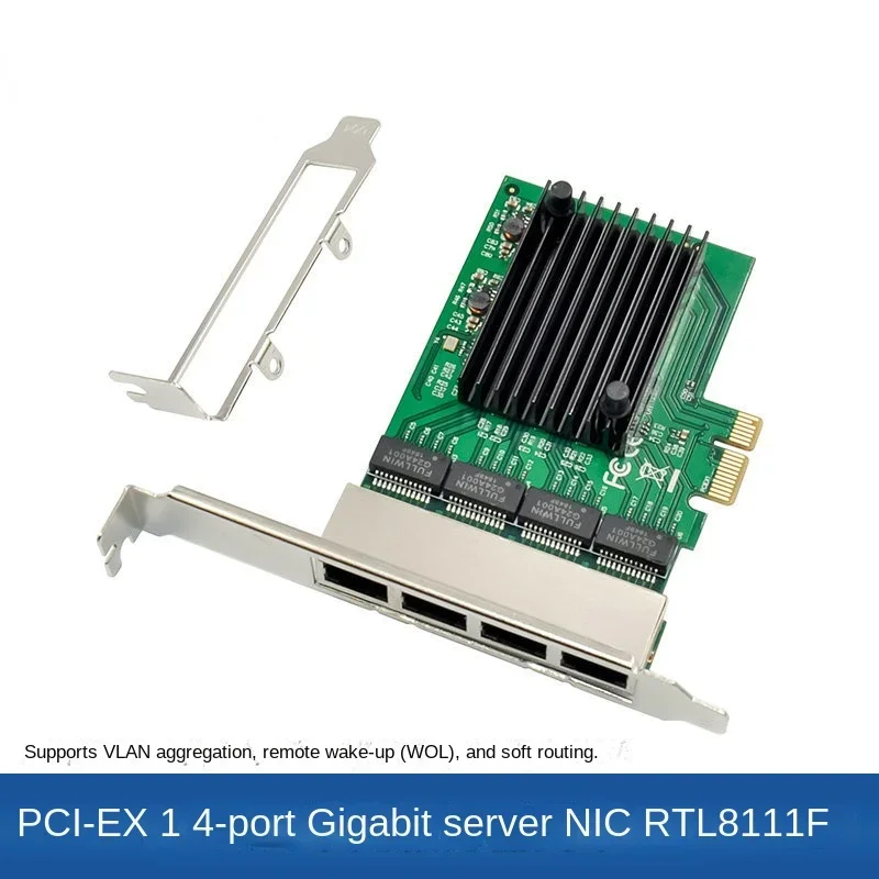 RJ-45 4-Port Ethernet Server Adapter Gigabit Network Card PCI-E X1 Interface