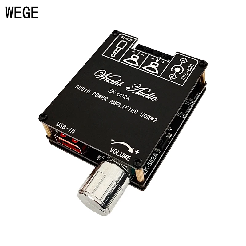 WEGE ZK-502A 50Wx2 BT Audio Digital Power Amplifier Board Speaker