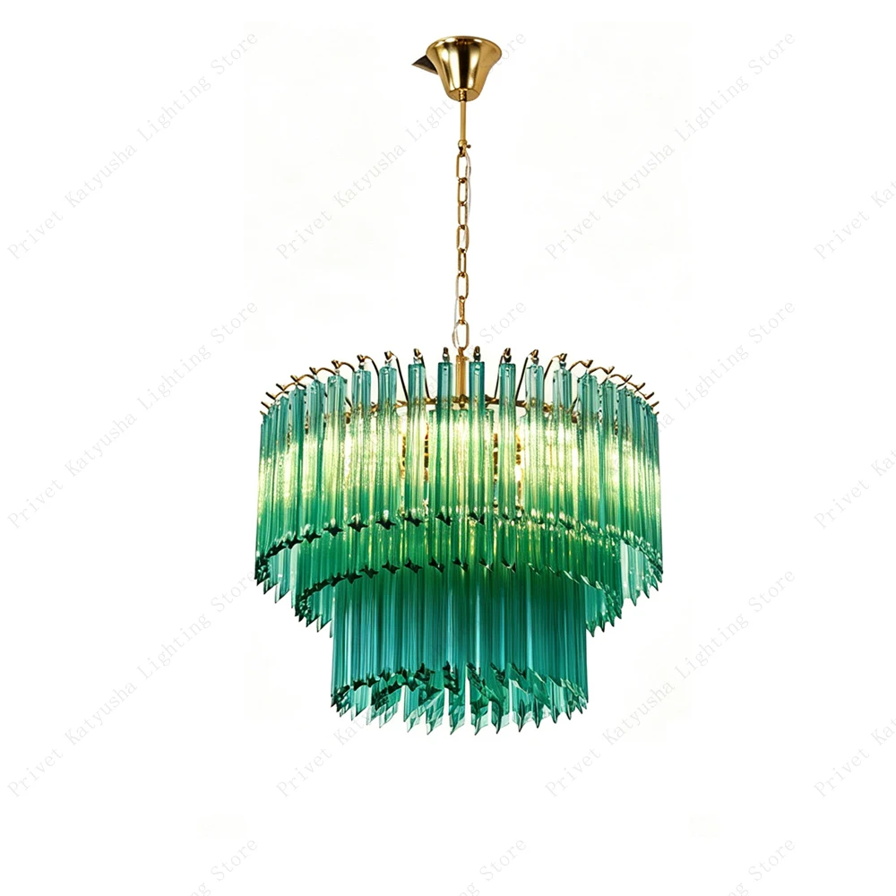 Ven a conseguir una exquisita lámpara colgante de diseño para sala de estar, una lujosa lámpara de araña de cristal Murano transparente para comedor, una lámpara retro de lujo.