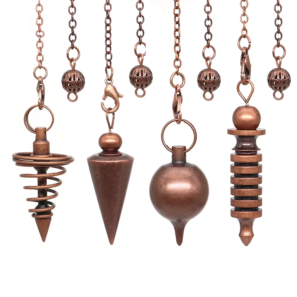 Copper Metal Pendulum for Divination Energy Reiki Healing Dowsing Wicca Balancing Pointed Cone Pendant Pendulums