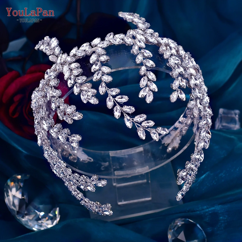 YouLaPan – couronne de mariage européenne en strass, bandeau de mariée reine, bandeau de cheveux, diadème en argent, accessoires de mariage, HP373