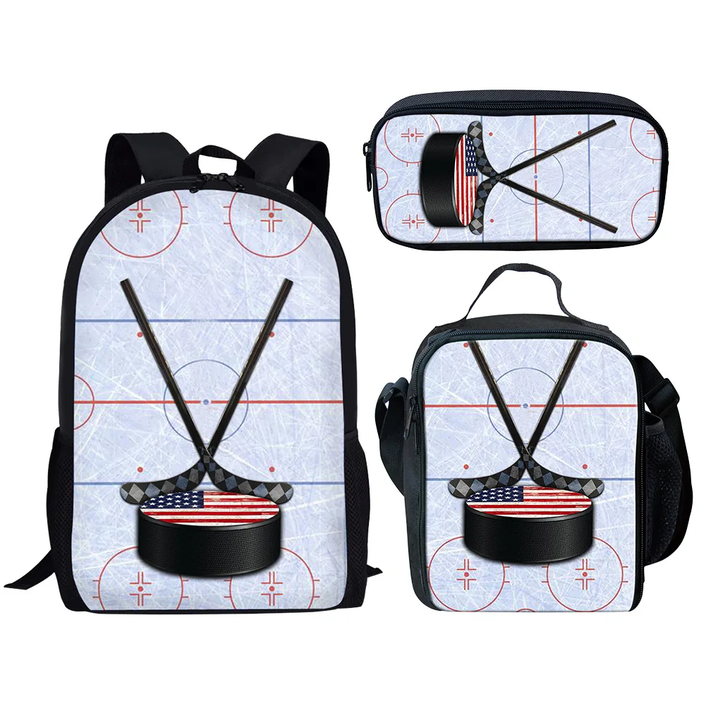 

Fashion Popular Funny Ice hockey rugby 3D Print 3pcs/Set pupil School Bags Laptop Daypack Backpack Lunch bag Pencil Case