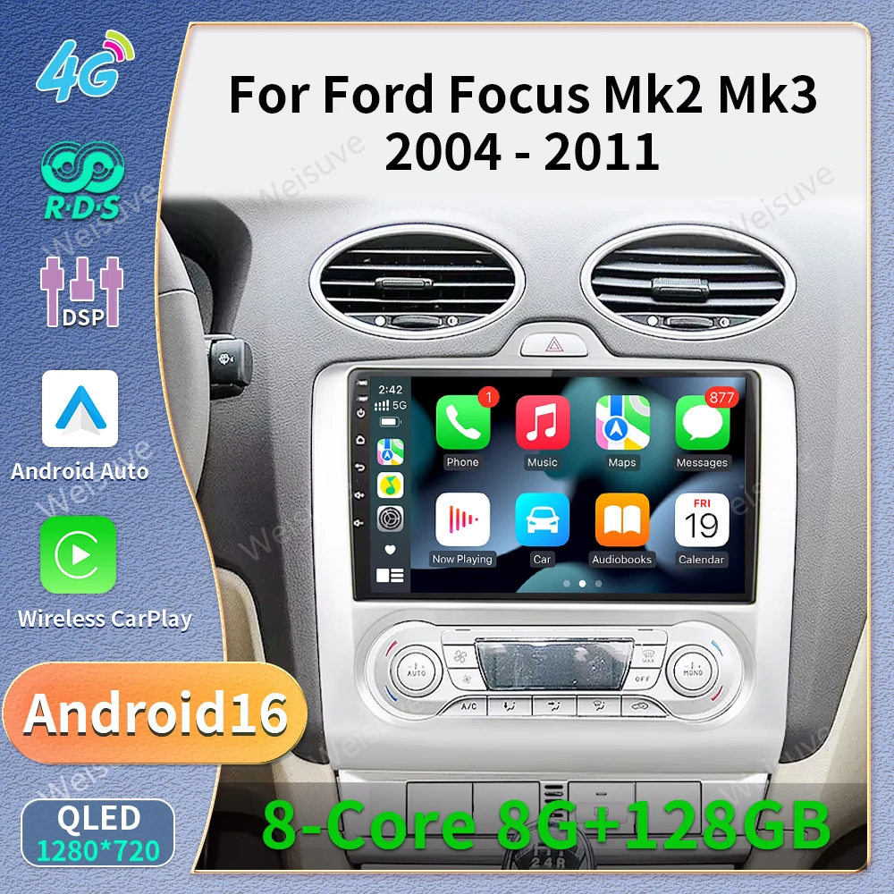 CarPlay Android Auto Car Radio for ford focus 2 3 Mk2 Mk3 2004-2011 GPS Intelligent Systems Stereo Multimedia Autoradio 4G WIFI