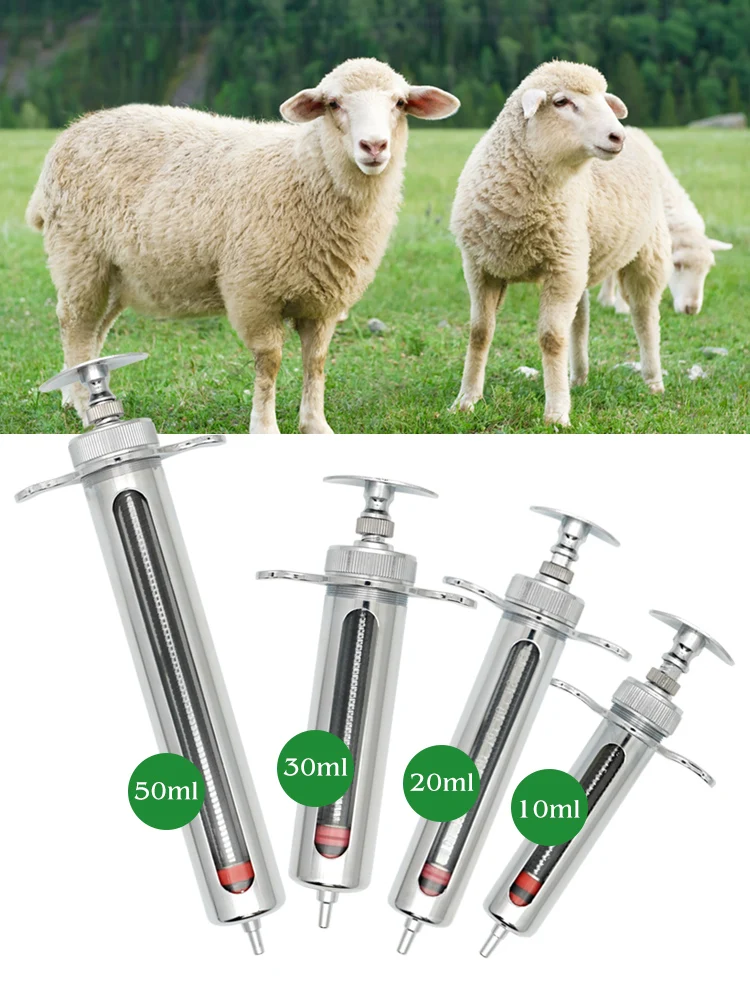 Tiers pritze für Schweine rinder Schafe Edelstahl wieder verwendbare Spritze Injektor Tierarzt Werkzeuge Farm liefert Veterinärs pritze Hypod – Detail 5