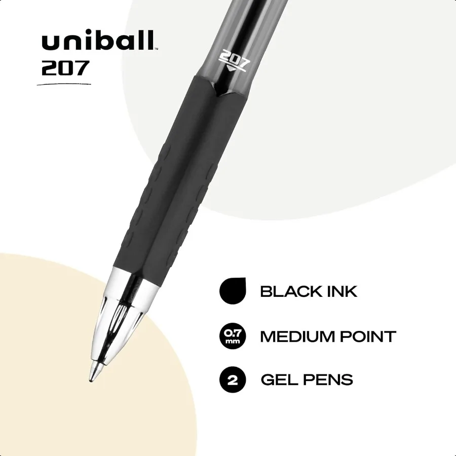 Black Retractable Gel 2 Pack with Medium Points 207 Signo Click Pens are Fraud Proof and the Best Office Nursing Busin School a - Image 4