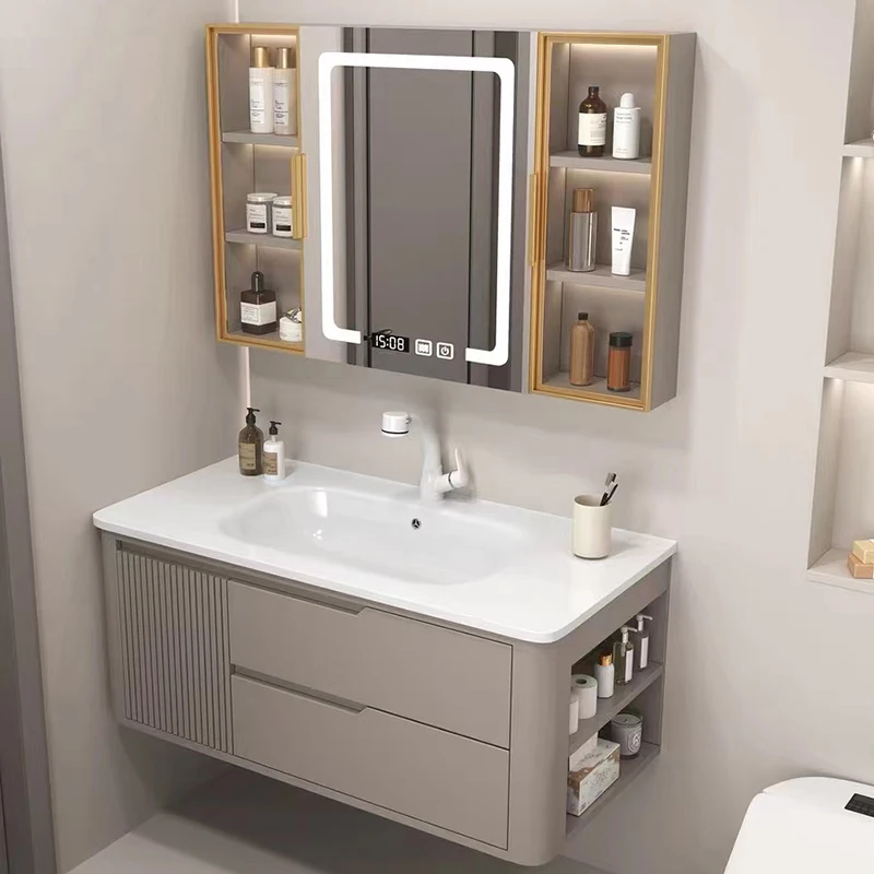 

Classic Nordic Lighting Bathroom Cabinet Storage Internal Makeup Vanity Bathroom Cabinet Mirror Salle De Bain Armoire Furniture