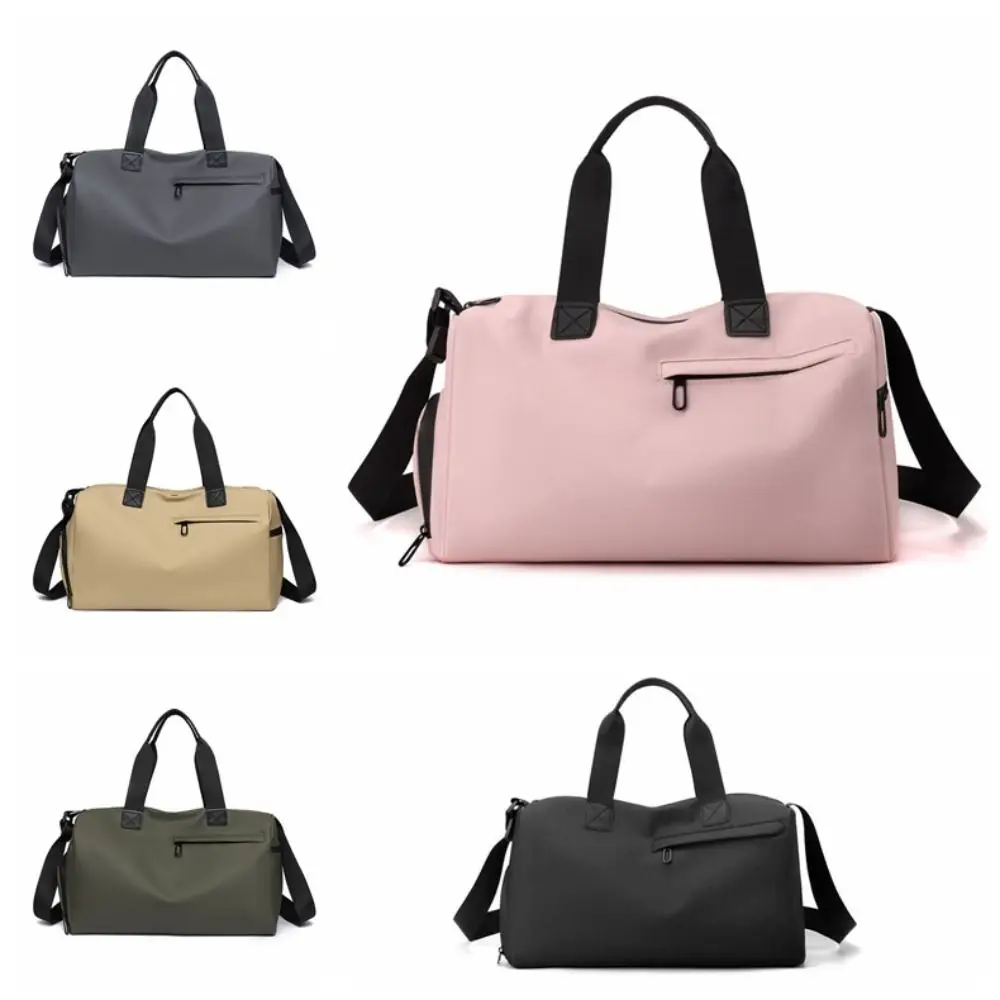 Tas Travel Uniseks Kain Berdensitas Tinggi Warna Solid Pemisahan Basah Kering Tas Kebugaran Kapasitas Besar Poliester Multifungsi
