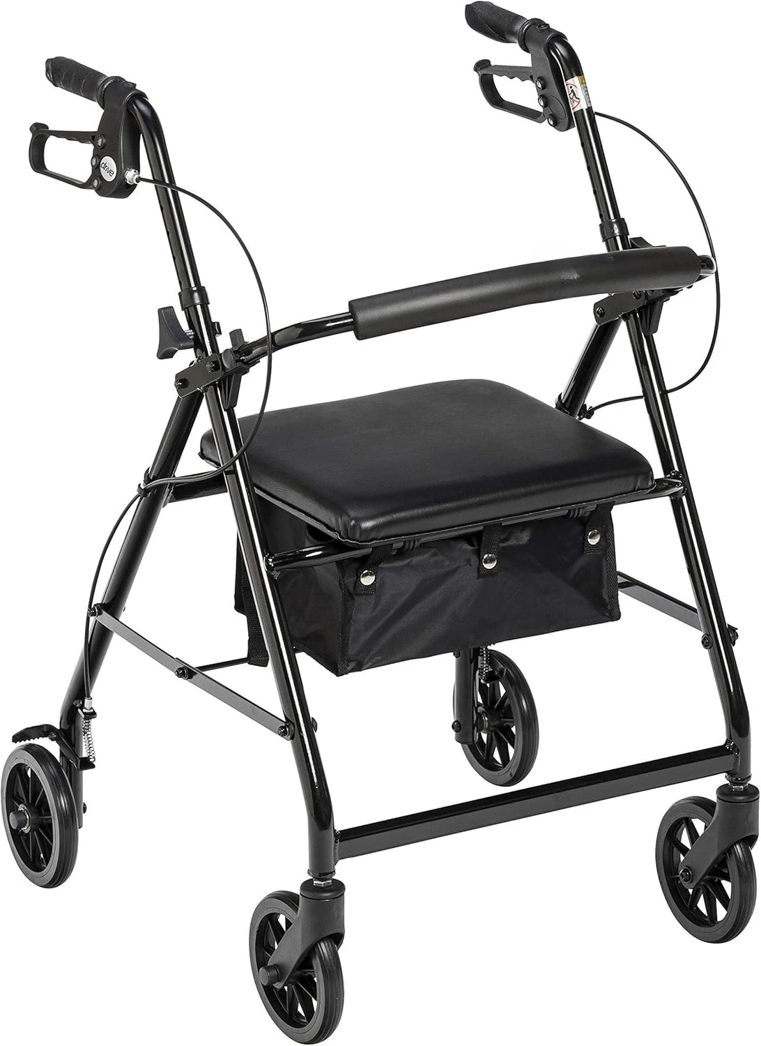 R726BK مشاية دوارة قابلة للطي مع مقعد، أسود