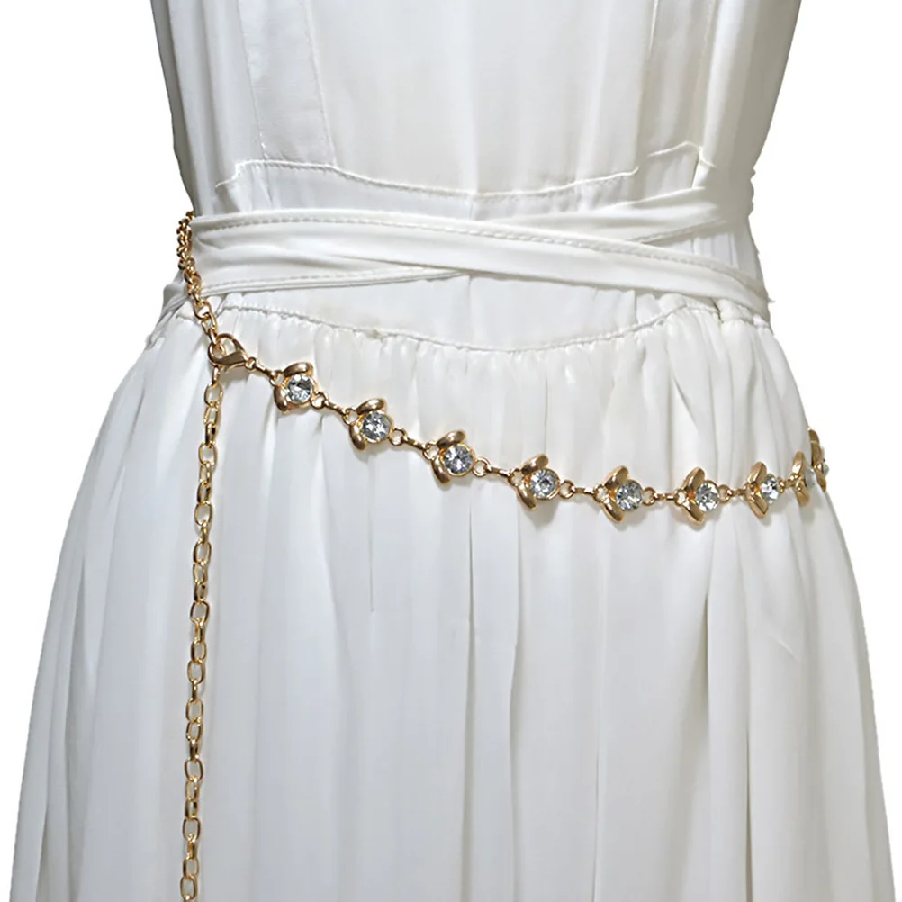 

Rhinestone Women Elegant Metal Alloy Dress Belt for Party Wedding Dress Belt Waist Chain Banquet Body Chain Accessories