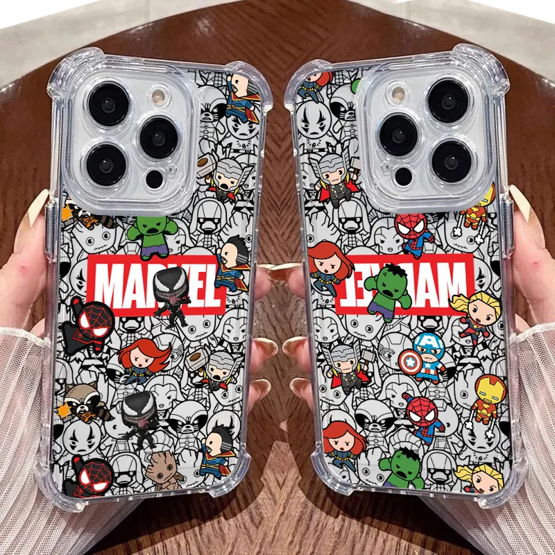 كارتون سبايدرمان غروت مارفلز وسادة هوائية مضادة للسقوط حافظة هاتف شفافة لهاتف اوبو رينو 14 رينو 13 رينو 12 11 10 8 7 Z F T Pro Plus 4G 5G #1