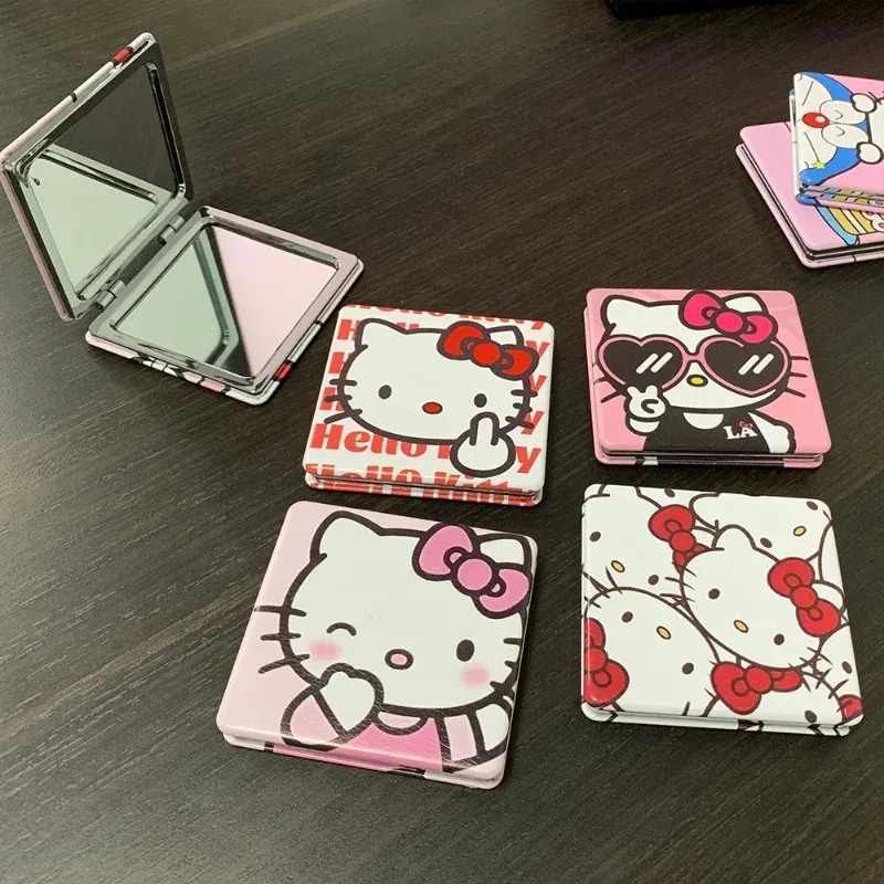 Sanrio Hello Kitty Mirror Portable Small Mirror Hello Kitty Portable Folding Mirror Double-sided Pattern Girls Makeup Gift