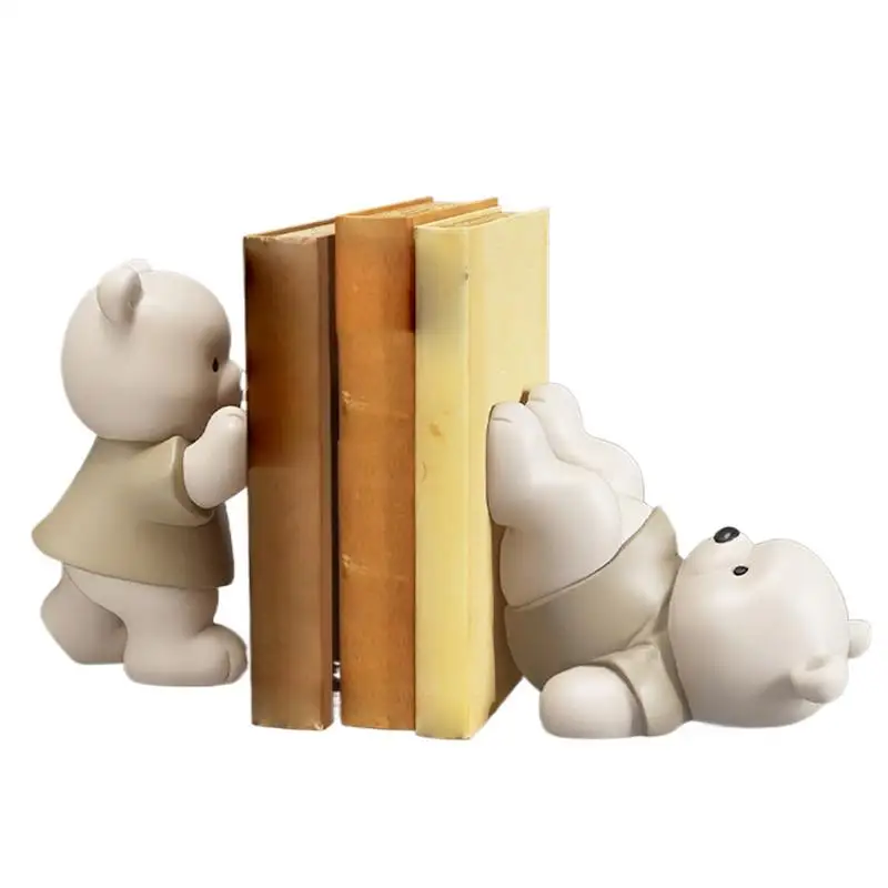 

Bear Decorative Bookends Kids Reading Book Ends Bookshelf Decor Home Decor Anti-slip Base Dust-Proof for Desks Living Rooms TV