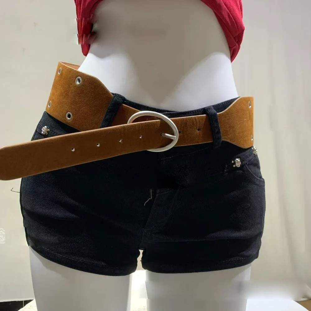

New Retro Suede Leather Wide Belt Casual Versatile Waist Strap Pin Buckle Waistband Women