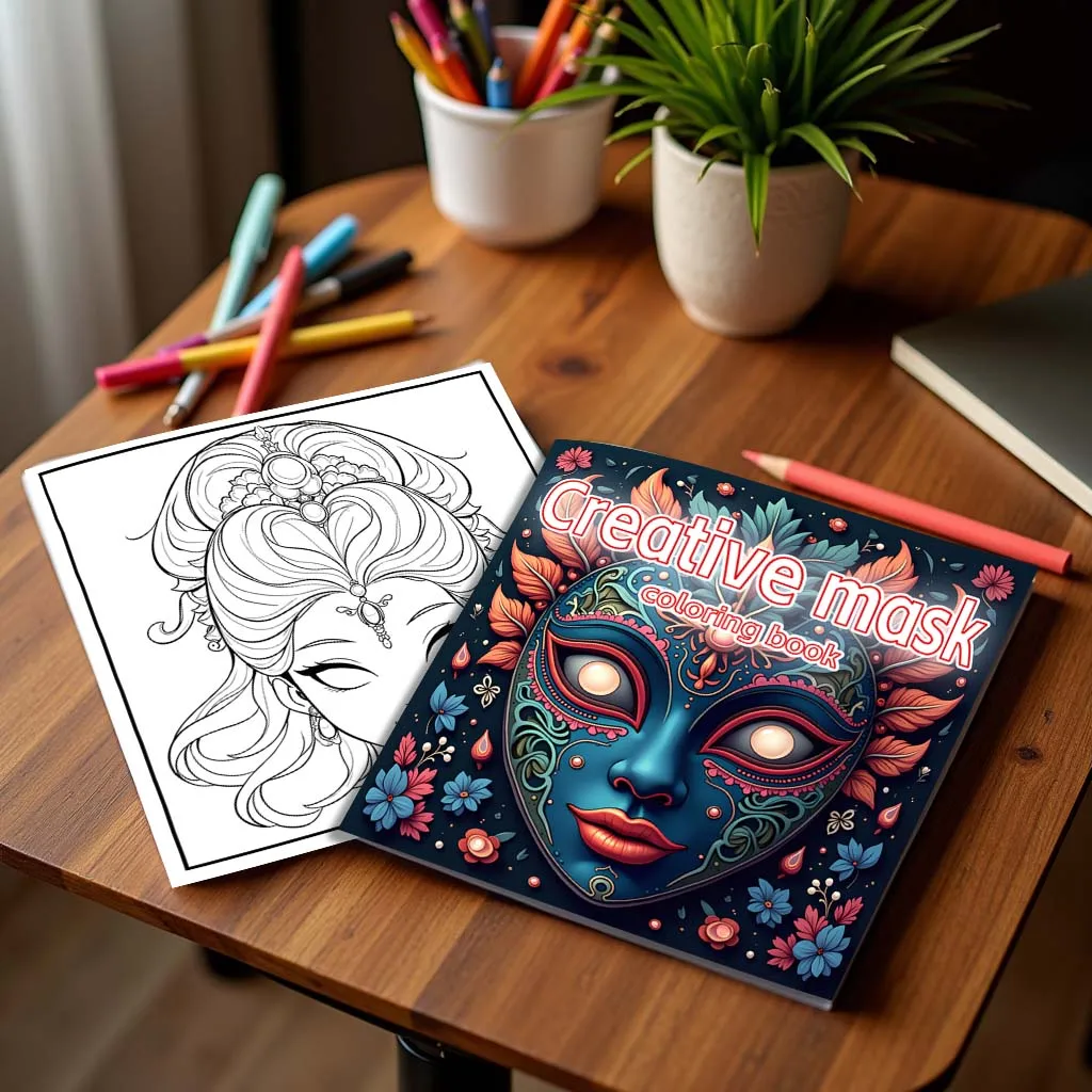 Creative Mask Coloring Book 24Page Adult Picture Book Gift For Birthday Party Relieve Stress Kill Time Graffiti Painting Drawing