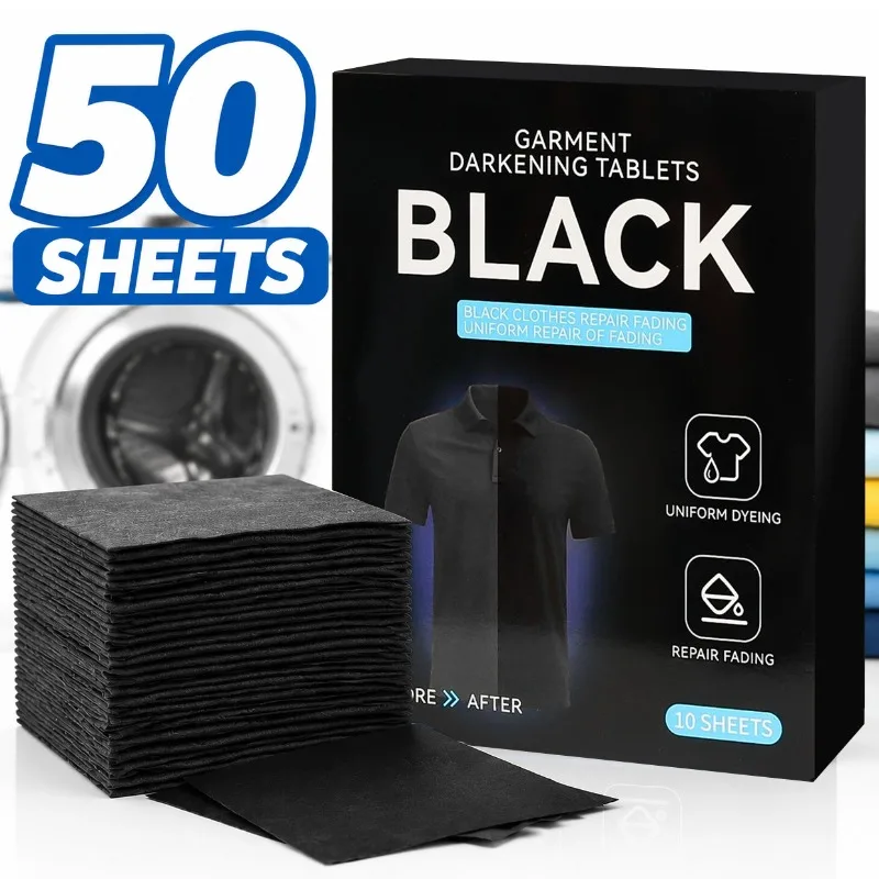 1-50pcs Black Clothes Color Restorer Sheet Anti Fade Laundry Dye Paper Washing Machine Fabric Care Tablet Dark Trouser Enhancer