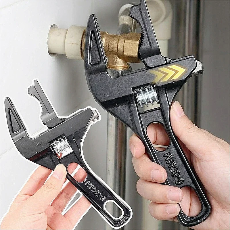 Multifunctional Bathroom Wrench High Carbon Steel Short Handle Wrench Large Opening Faucet Sink Water Heating Installation Tool