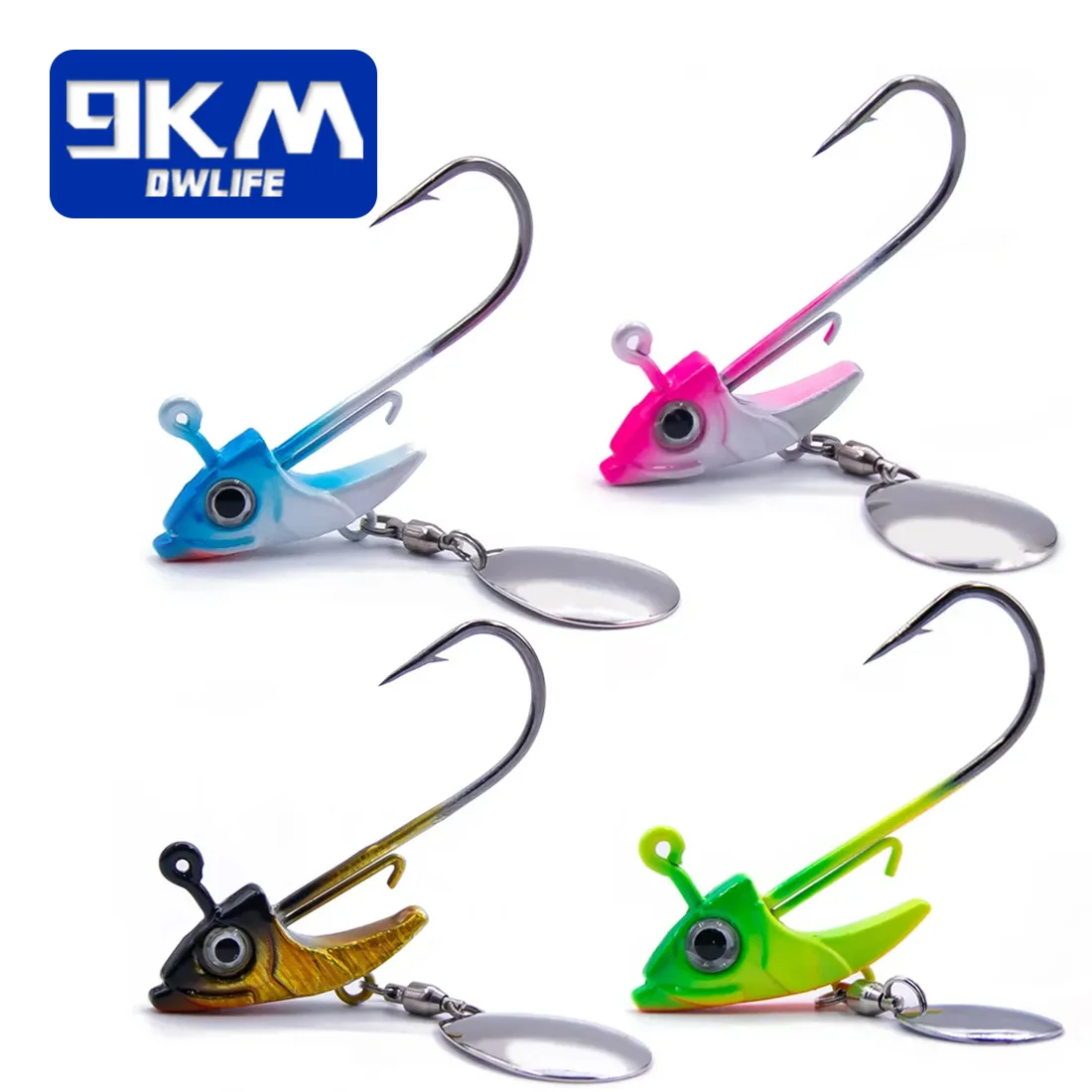 9KM 5Pcs~10Pcs 낚시 Swimbait 지그 헤드 후크 7.5~15g 소프트 웜 루어용 삼각형 지그 헤드, 스팽글 스푼 바이오닉 피쉬 헤드 포함