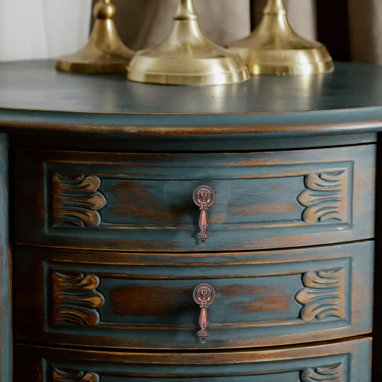 2 шт. элегантные винтажные ручки для шкафа из цинкового сплава с бронзовой отделкой, круглые ручки для ящика, комода, фурнитура