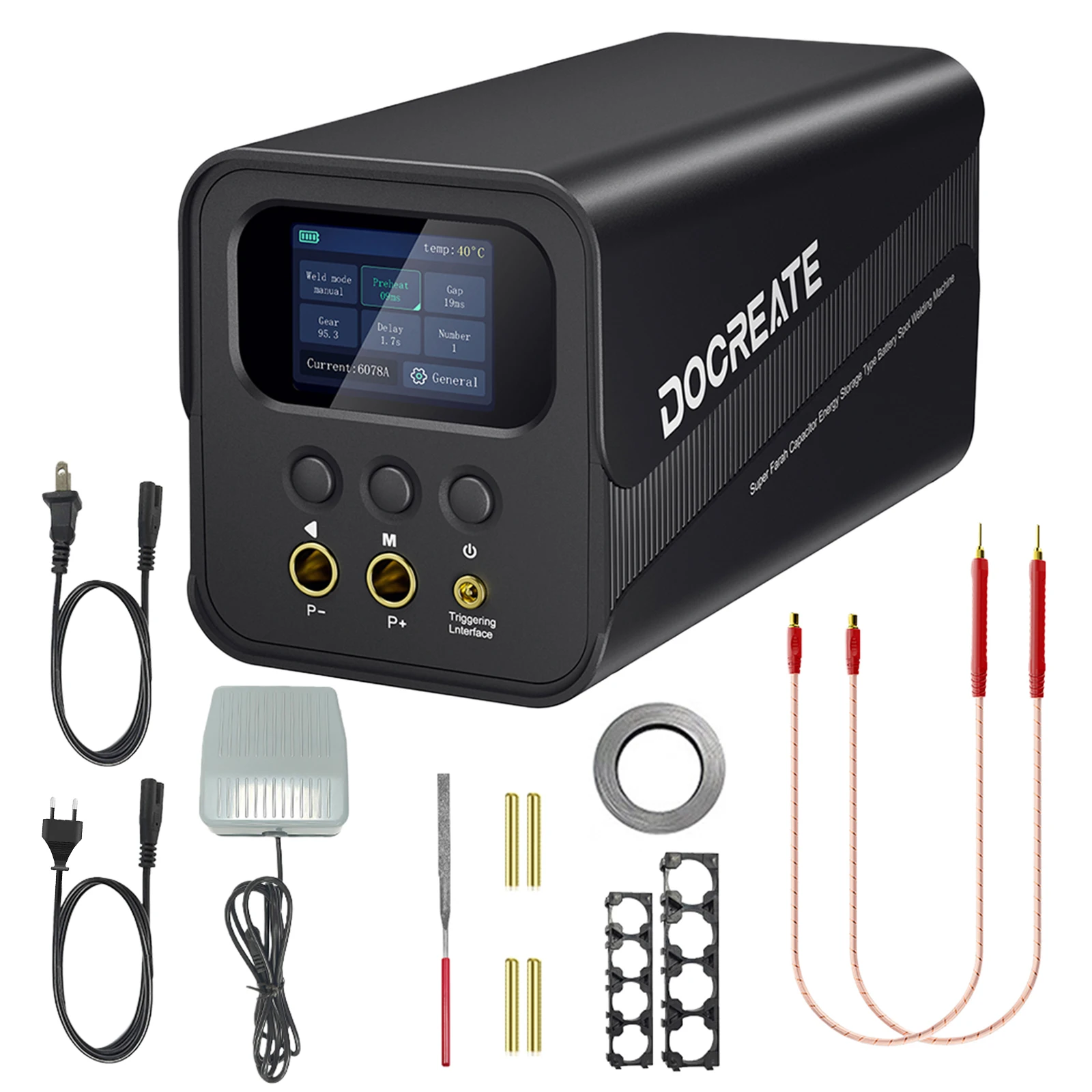 

Portable Spot Welder 99 Gears Adjustable Spot Welding Equipment 2 Inch LCD Screen for 18650 Battery