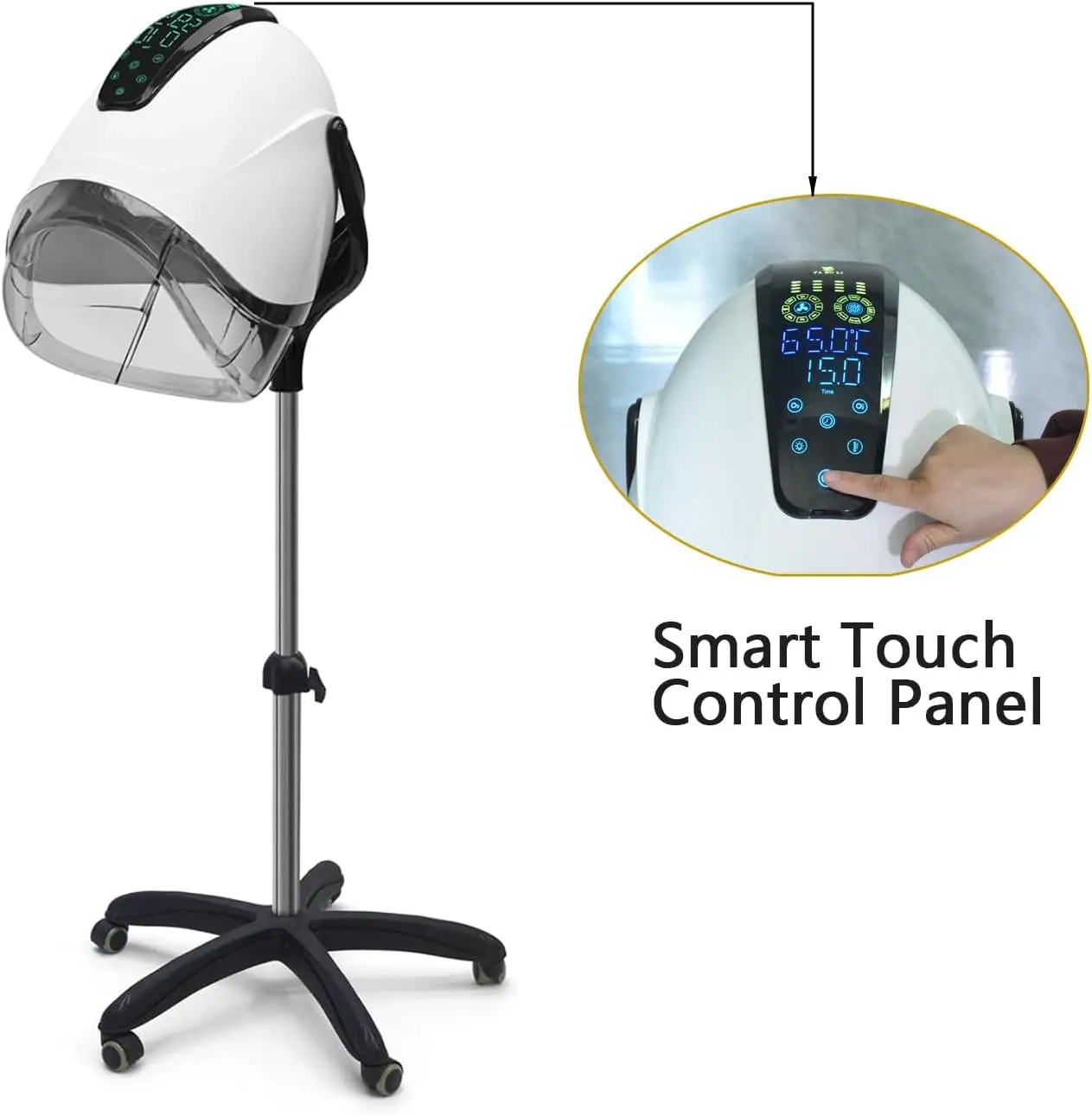 Coofull Stand-up Hooded Hair Dryer Smart Touch Control Panel Negative Ion Ozone Corded Electric Portable Plastic 1000W