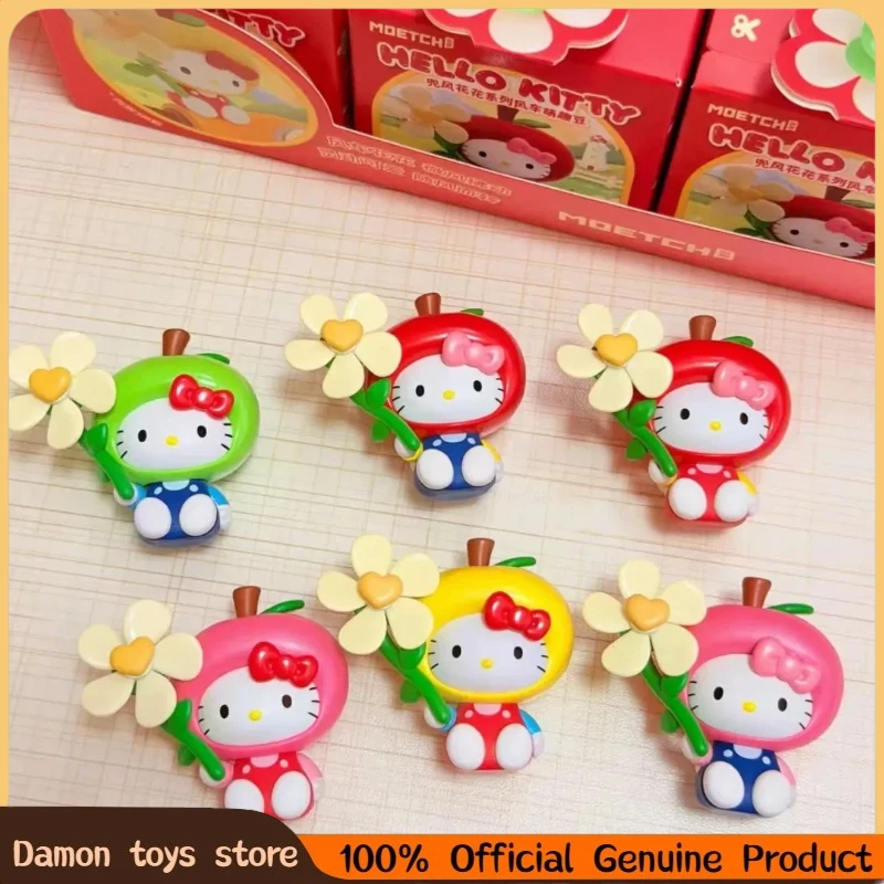 

Genuine Hello Kitty Driving Flower Windmill Cute Bean Series Blind Box Toys Model Ornament Cartoon Desktop Decoration Gift
