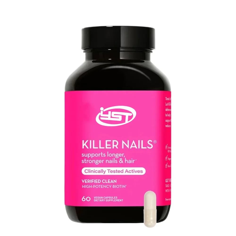 60 Capsules Killer Nails - Supports Longer, Stronger Nails and Hair - Efficient Vegetarian Biotin Promotes Growth and Health