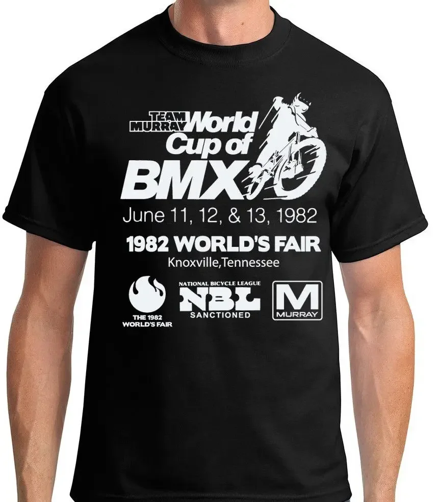 T Shirts Fashion Crew Neck Men Short-Sleeve Old School BMX T-shirt Team Murray Worlds Fair vintage X20 X24 sticker bicycle