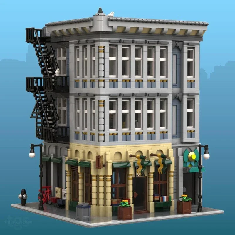 City Street View Model Moc Building Blocks City Books Model Technology Brick DIY Assembly Construction Toy Holiday Set Gifts