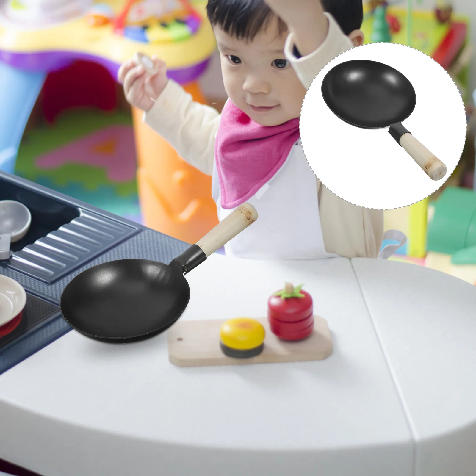Mini Wok Kids Kitchen Toy Pretend Play Pot Small Cookware Kitchenware Utensil Toys Frying Pan Models