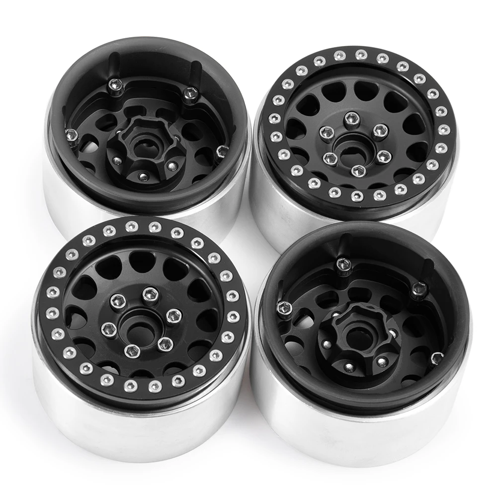 MIBIDAO 4Pcs Metal Alloy 1.9 Inch Beadlock Wheel Rims 35mm for Axial SCX10 90046 TRX-4 D90 1/10 RC Crawler Car Model